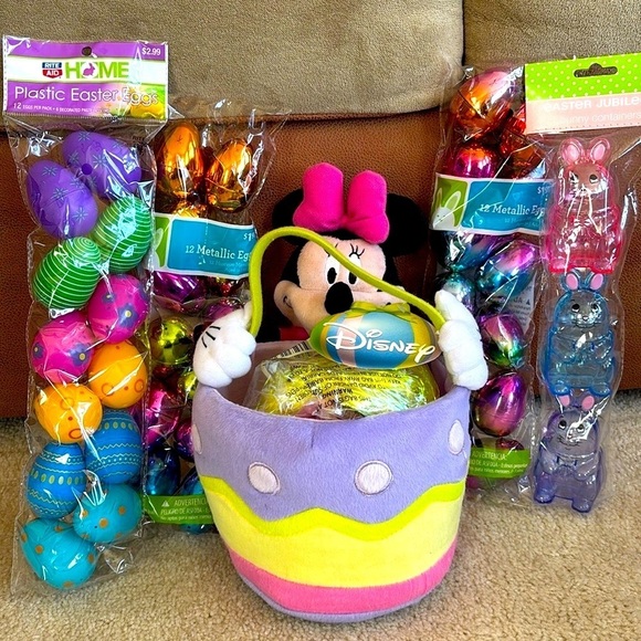 Brand New Disney Minnie Mouse Plush Easter Basket Fillable Colored Metallic Eggs - Picture 16 of 16